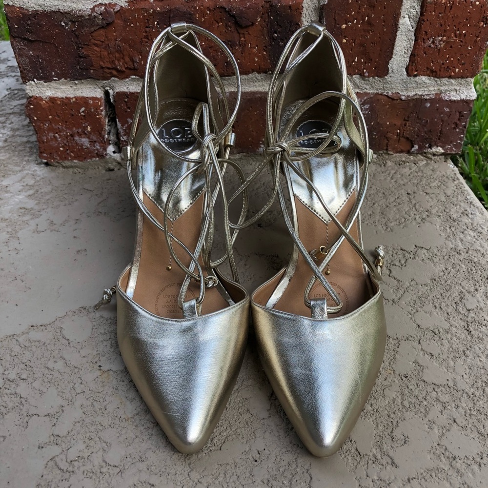 Gold Laceup Heels